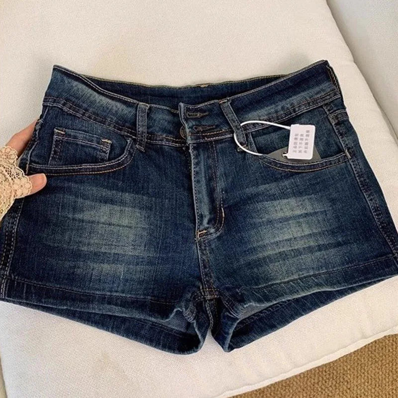 Women's Denim Shorts 2026 Summer Sexy Low-Waisted Skinny Elastic Jean Short Pants Woman Vintage Y2K Streetwear Hot Shorts